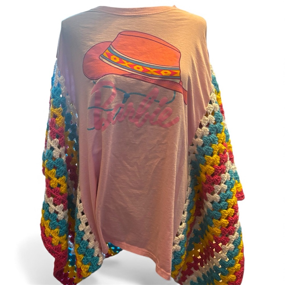Barbie Colorful Crochet Poncho with Hat Graphic